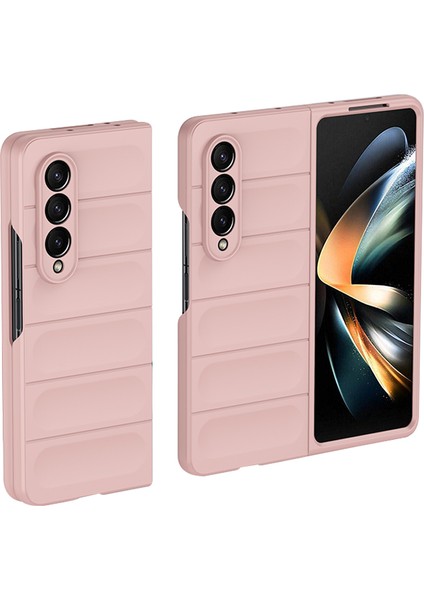 Samsung Galaxy Z Fold4 Için 5g Cilt-Touch Sert Pc Geri Kılıf Damla Damla Korumalı Sağlam Telefon Kapak Pembe (Yurt Dışından)