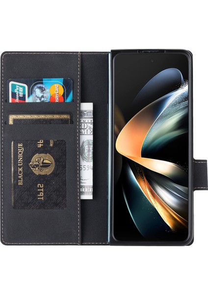 Samsung Galaxy Z Fold4 5g Stand Stand Cüzdan Kılıfı Önleme Pu Deri+Pc Telefon Kapağı (Yurt Dışından)
