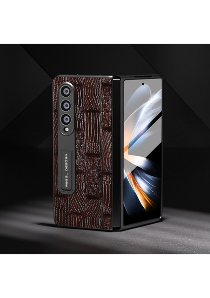 Samsung Galaxy Z Fold4 Inek Deri Pc Tam Koruyucu Kapak Mahjong Doku Kickstand Telefon Kılıfı Ekran Filmi (Yurt Dışından) fırsatları