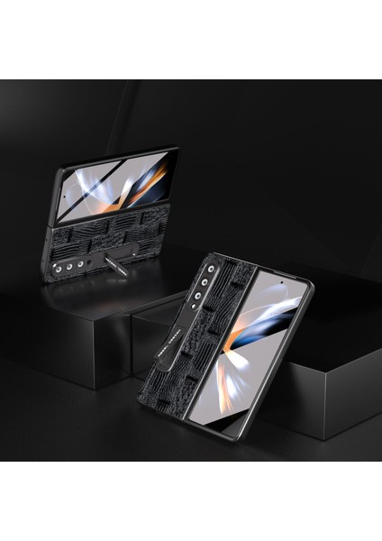 Samsung Galaxy Z Fold4 Inek Deri Pc Tam Koruyucu Kapak Mahjong Doku Kickstand Telefon Kılıfı Ekran Filmi (Yurt Dışından) fiyatları