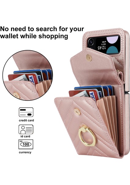 Samsung Galaxy Z Flip4 5g Rfıd Engelleme Telefon Kılıfı, Kart Tutucu Deri+Pc Kapağı (Yurt Dışından)