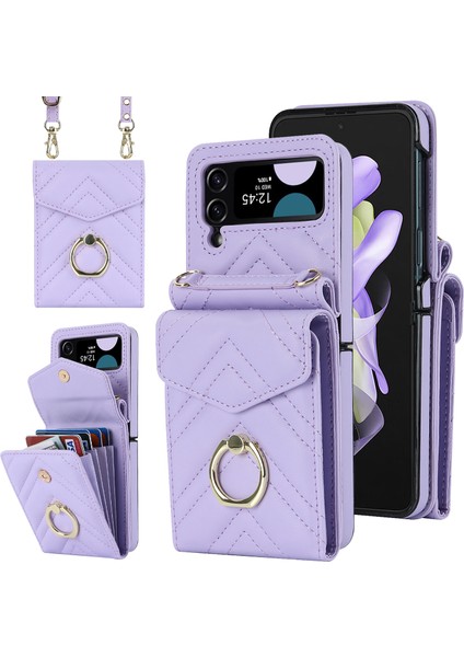 Samsung Galaxy Z Flip4 5g Rfıd Engelleme Telefon Kılıfı, Kart Tutucu Deri+Pc Kapağı (Yurt Dışından)