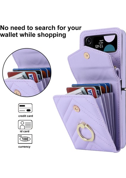 Samsung Galaxy Z Flip4 5g Rfıd Engelleme Telefon Kılıfı, Kart Tutucu Deri+Pc Kapağı (Yurt Dışından)
