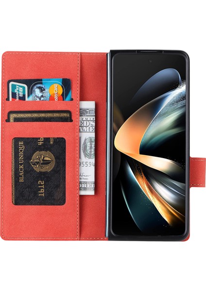 Samsung Galaxy Z Fold4 5g Stand Stand Cüzdan Kılıfı Önleme Pu Deri+Pc Telefon Kapağı (Yurt Dışından)