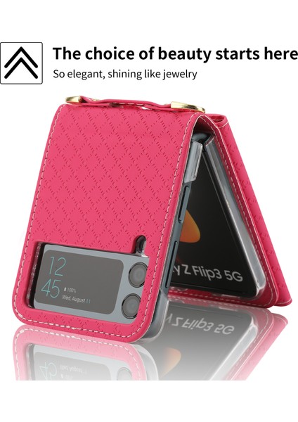 Samsung Galaxy Z Flip3 5g Sonbahar Önleyici Telefon Kılıfı, Zipper Cep Pu Deri Kickstand Omuz Kayışı ile Çoklu Kart Yuvası Cüzdan Kapağı (Yurt Dışından)