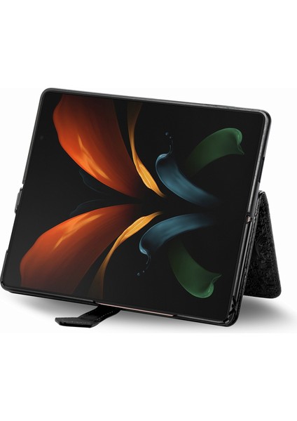 Samsung Galaxy Z Fold2 5g Mandala Desen Kabartmalı Pu Deri Deri Cüzdan Folio Kılıf Stand Şok Geçirmez Koruma Kapağı Kayışlı (Yurt Dışından)