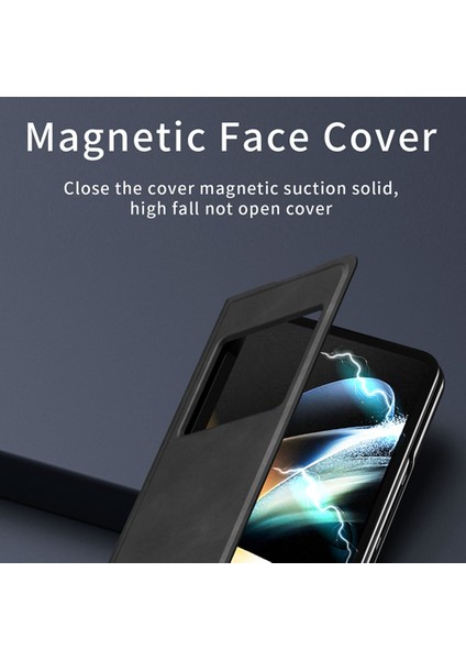 Samsung Galaxy Z Fold3 5g Nappa Doku Pu Deri + Pc Telefon Stand Vakası Pencere Tasarımı Tam Koruma Kapağı (Yurt Dışından) indirimleri