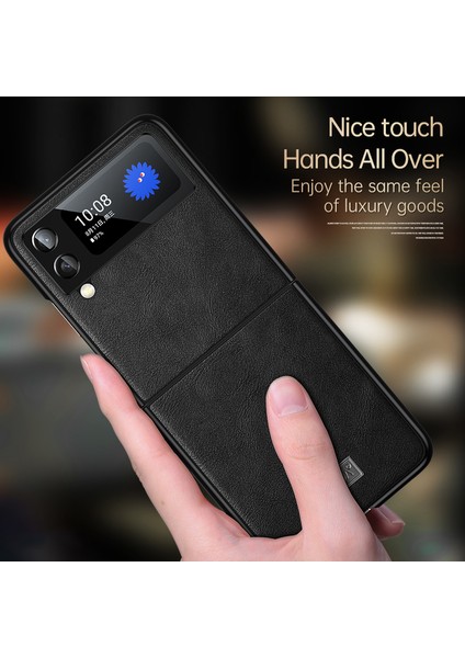 Samsung Galaxy Z Flip4 5g Pu Deri Kaplamalı Tpu + Pc Anti-Fall Telefon Kılıfı Kırpma Dayanıklı Cep Telefonu Kapağı (Yurt Dışından) fiyatları