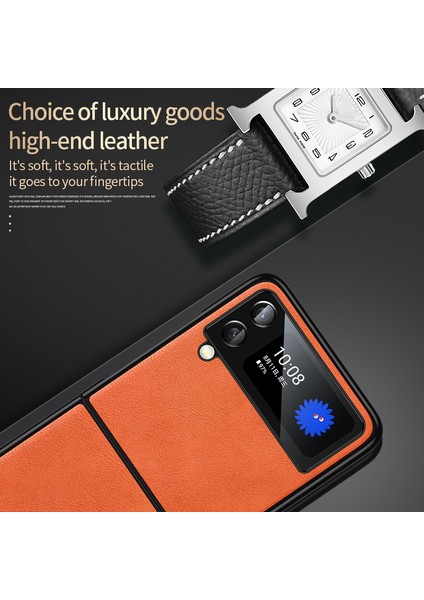 Samsung Galaxy Z Flip4 5g Pu Deri Kaplamalı Tpu + Pc Anti-Fall Telefon Kılıfı Kırpma Dayanıklı Cep Telefonu Kapağı (Yurt Dışından) fırsatları