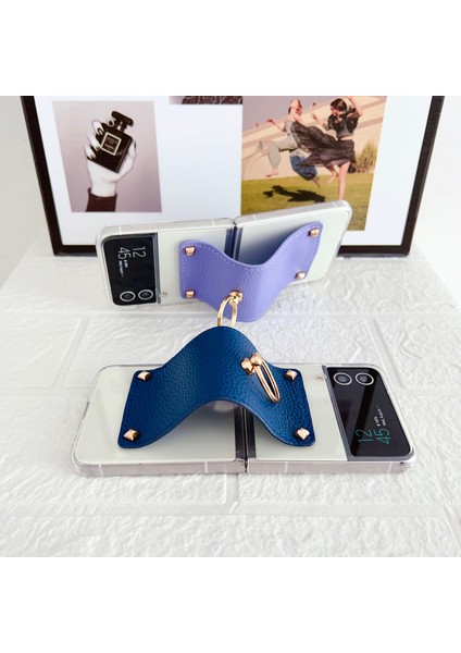 Samsung Galaxy Z Flip3 5g Sert Pc Telefon Kılıfı Pu Deri Metal Yüzük Tutucu Kickstand Koruyucu Kapak (Yurt Dışından) fiyatları
