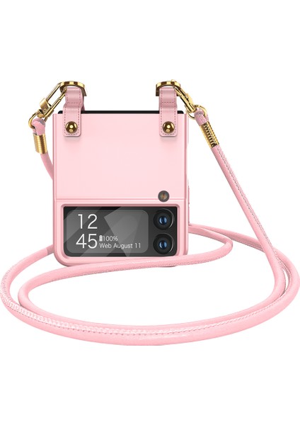 Samsung Galaxy Z Flip3 5g Cep Telefonu Kapağı, Pu Deri Kaplamalı Pc Crossbody Telefon Kılıfı Omuz Kayışı (Yurt Dışından)