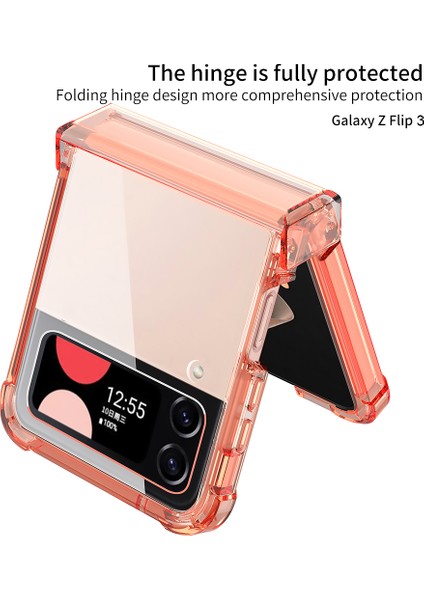 Samsung Galaxy Z Flip3 5g Menteşe Koruma Temiz Telefon Kılıfı Yumuşak Tpu Güçlendirilmiş Köşeler Şok Geçirmez Anti-Dalgalı Kapak (Yurt Dışından)
