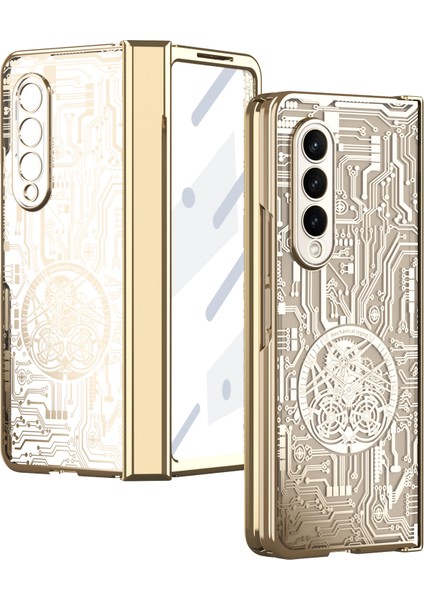 Samsung Galaxy Z Fold4 5g Mekanik Efsane Serisi Elektrapılaşma Telefon Kılıfı Sabit Pc Şok Geçirmez Kapak Temperli Cam Film (Yurt Dışından)