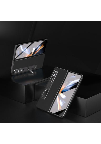 Samsung Galaxy Z Fold3 5g Inek Deri+Pc Anti-Drop Kastusu Kickstand Flows Tele Kapağı Ekran Filmi (Yurt Dışından) fiyatları