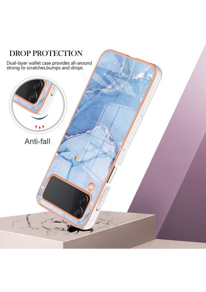 Samsung Galaxy Z Flip4 5g Tpu Telefon Kılıfı Elektrokaplatma Anti-Damla Kılıf Yb Imd Serisi-16 Stil E 2.0mm Mermer Desen Imd Arka Kapak (Yurt Dışından) fiyatları