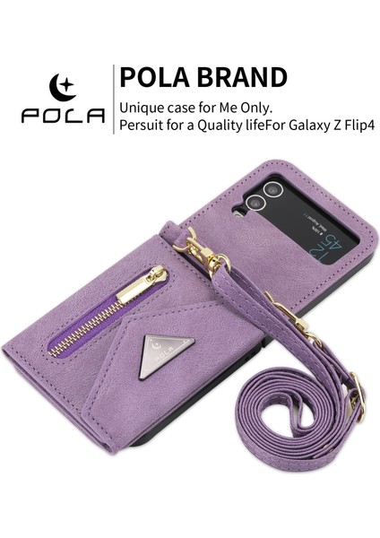 Samsung Galaxy Z Flip4 5g Çoklu Kart Yuvası Zipper Cep Kickstand Pu Deri Telefon Kapağı Omuz Kayışı (Yurt Dışından) fiyatları