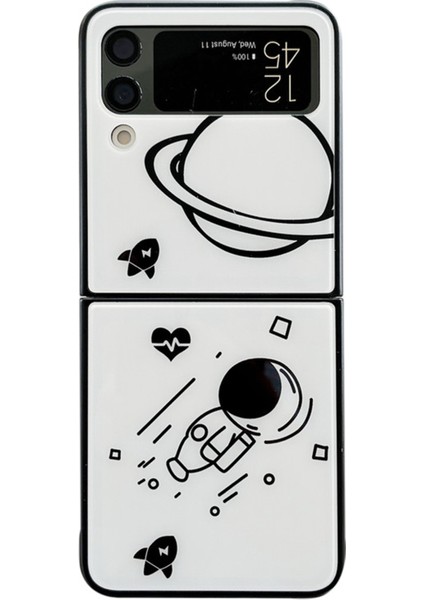 Samsung Galaxy Z Flip3 5g Astronot Desen Cam+Pc Telefon Kılıfı Katlanır Telefon Kapağı (Yurt Dışından)