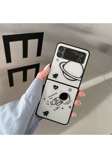 Samsung Galaxy Z Flip3 5g Astronot Desen Cam+Pc Telefon Kılıfı Katlanır Telefon Kapağı (Yurt Dışından)