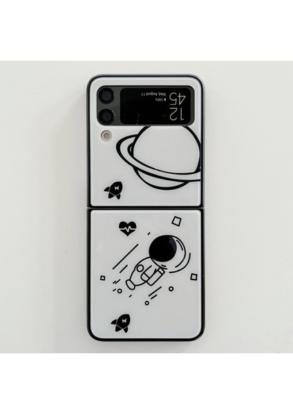 Samsung Galaxy Z Flip3 5g Astronot Desen Cam+Pc Telefon Kılıfı Katlanır Telefon Kapağı (Yurt Dışından)