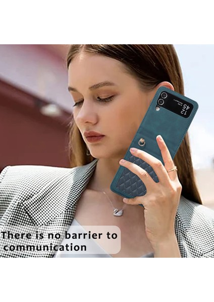 Samsung Galaxy Z Flip4 5g Deri Telefon Kasası, Elçilik ve Omuz Kayışı ile Eşkenar Dörtgen Izleme Kapağı (Yurt Dışından)