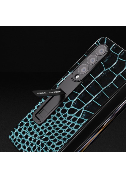 Samsung Galaxy Z Fold4 5g Kickstand Case Inek Deri+Pc Timsah Doku Telefon Kapağı Ekran Film ile (Yurt Dışından) modelleri
