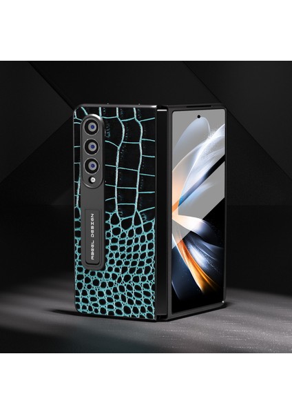 Samsung Galaxy Z Fold4 5g Kickstand Case Inek Deri+Pc Timsah Doku Telefon Kapağı Ekran Film ile (Yurt Dışından) fırsatları