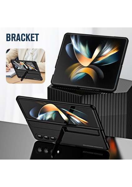 Samsung Galaxy Z Fold4 5g Menteşe Koruması Kickstand Telefon Kasası Hard Pc Damla Kanı Kabuk Tumanmış Cam Ekran Film (Yurt Dışından) fırsatları