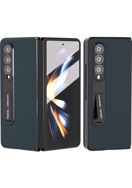 Samsung Galaxy Z Fold4 5g Koruyucu Doku Telefon Kılıfı Inek Deri+Tüplü Cam Film ile Kickstand Kapak (Yurt Dışından)