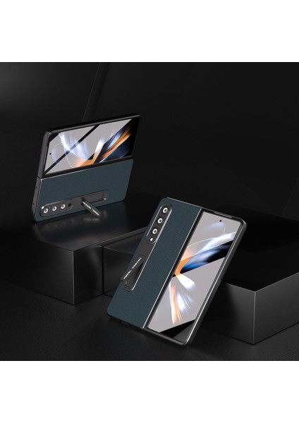Samsung Galaxy Z Fold4 5g Koruyucu Doku Telefon Kılıfı Inek Deri+Tüplü Cam Film ile Kickstand Kapak (Yurt Dışından) fiyatları