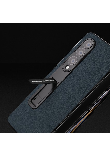 Samsung Galaxy Z Fold4 5g Koruyucu Doku Telefon Kılıfı Inek Deri+Tüplü Cam Film ile Kickstand Kapak (Yurt Dışından) modelleri