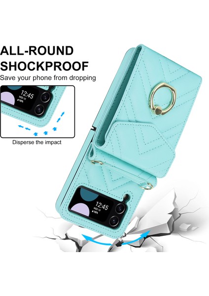 Samsung Galaxy Z Flip3 5g Kart Çanta Telefon Kılıfı, Ring Kickstand Rfıd Engelleme Deri+Pc Kapağı (Yurt Dışından) modelleri
