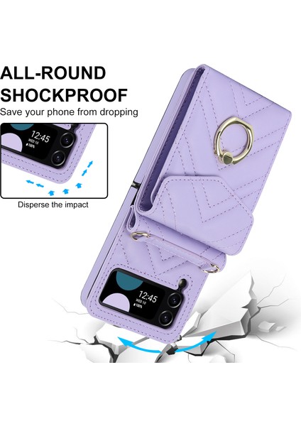 Samsung Galaxy Z Flip3 5g Kart Çanta Telefon Kılıfı, Ring Kickstand Rfıd Engelleme Deri+Pc Kapağı (Yurt Dışından) modelleri