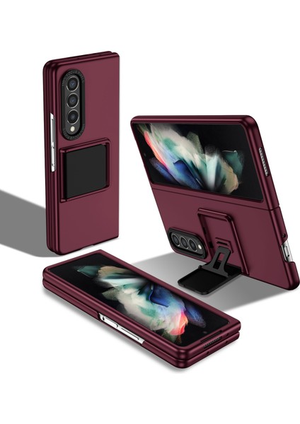 Samsung Galaxy Z Fold3 5g Koruyucu Kılıf Sabit Pc Kılıfı Kickstand ile Çizgiye Karşı Telefon Kapağı (Yurt Dışından)