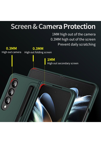 Samsung Galaxy Z Fold4 5g Ince Telefon Kılıfı Şok Geçirmez Kalem Tutucusu ile Pc Kickstand Case'e Sahipti (Yurt Dışından)