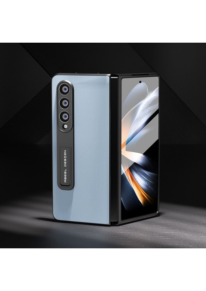 Samsung Galaxy Z Fold4 5g Koruyucu Doku Telefon Kılıfı Inek Deri+Tüplü Cam Film ile Kickstand Kapak (Yurt Dışından)