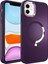 Apple iPhone 12 Case Kılıf Stil Serisi Mat Wireless Tacsafe Kapak Derin Mor 1
