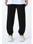 Jogger Fit Lastikli Şardonlu Üç Iplik Siyah Unisex Eşofman Altı 2