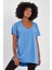 Kadın V Yaka Yırtmaçlı Oversize Basic Tişört 1