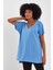 Kadın V Yaka Yırtmaçlı Oversize Basic Tişört 3