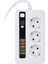 H-03 Üçlü Priz 5 USB Portlu Akım Korumalı 2500W On/off Düğmeli 2 Metre Uzatma Kablolu 3'lü Priz 5