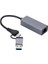 USB ve Type-C Hub Adaptör To 3x USB 3.0 + RJ45 1000Mbps Gigabit Ethernet Çevirici Dönüştürücü 1