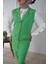 Keten Yeşil Kruvaze Yelek Pantolon Ikili Takım 5