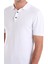 Beyaz Comfort Fit Düz Polo Yaka Rayon Tişört 5