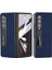 Samsung Galaxy Z Fold4 5g Karbon Fiber Doku Şok Geçirmez Kasa Pu Deri+Pc Kickstand Telefon Kapağı Temperli Cam Film (Yurt Dışından) 1
