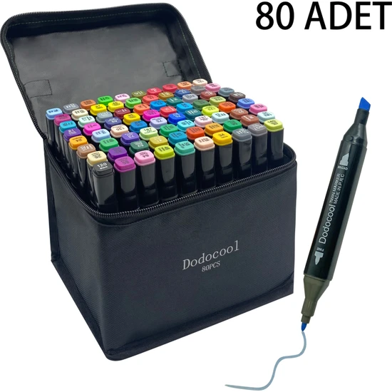 Dodocool 80’li Çift Uçlu Touch Marker Art Tasarım Keçeli Kalem Seti Çantalı Taşınabilir Ithal Ürün