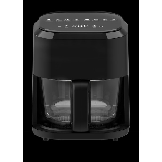 Miline 4 lt Cam Hazne Yağsız Airfryer Sıcak Hava Fritözü Zamanlayıcı ve Tek Hazne Özellikli