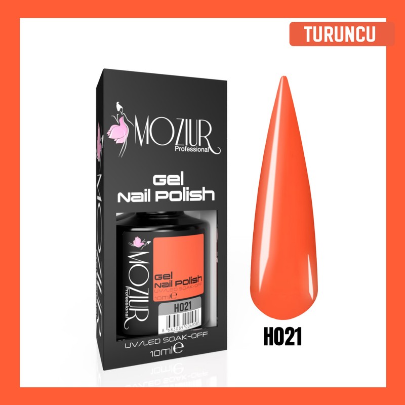 Moziur H021 UV LED Kalıcı Oje Canlı Turuncu Renk 10 ml Uzun Süreli Kullanım İçin