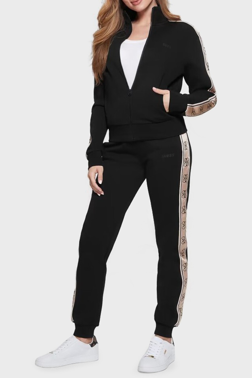 Guess Britney Pamuklu Regular Fit Fermuarlı Dik Yaka Sweat Bayan Sweat V2YQ16KB3P2 Jblk görsel 3