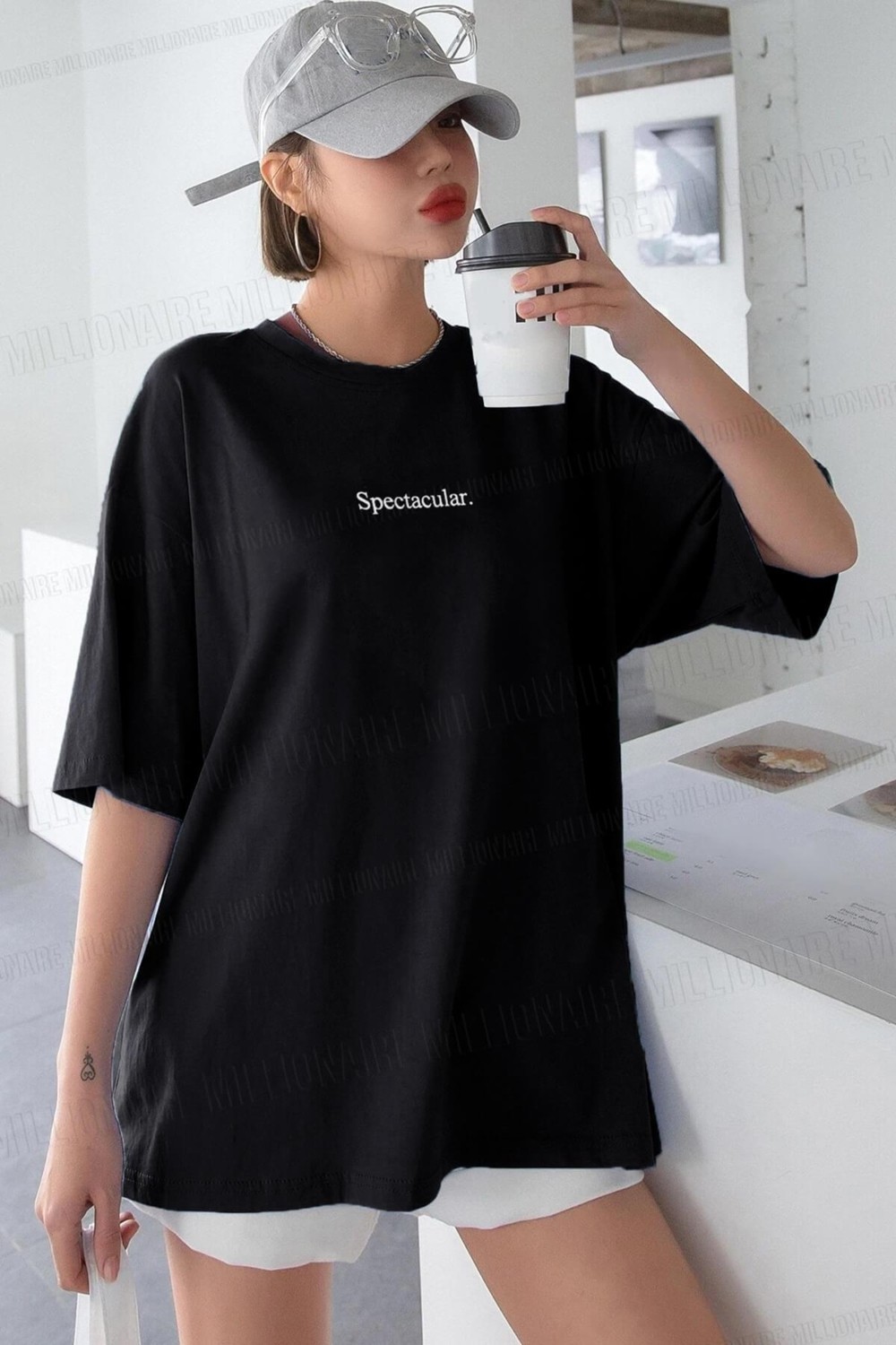 Millionaire Kadın Lacivert Spectacular Oversize Salas T-Shirt görsel 4