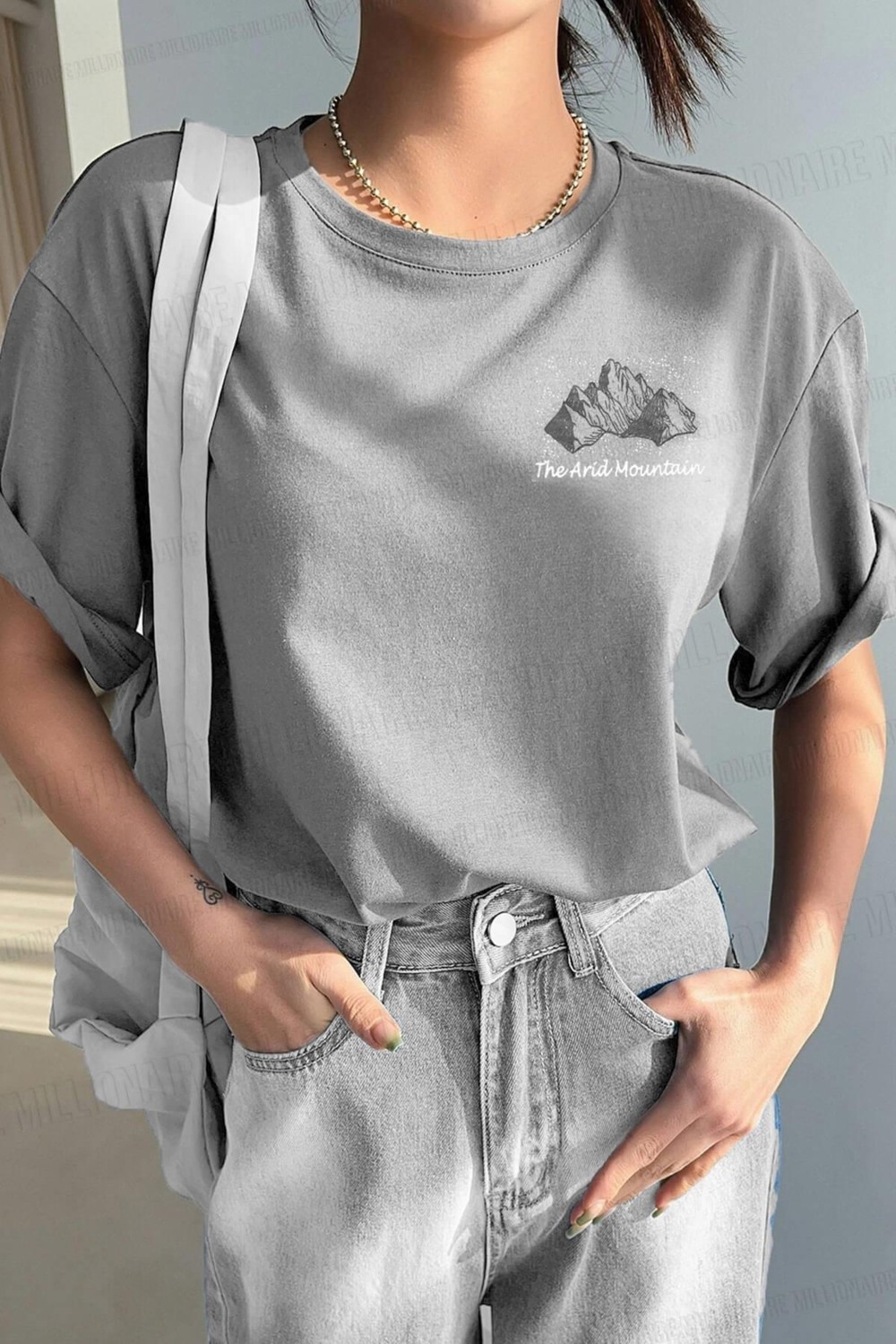 Millionaire Arid Mountain Yeşil Oversize Salas Boyfriend Kadın T-Shirt görsel 5